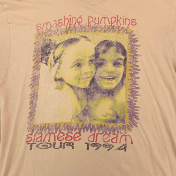 Smashing Pumpkins Band Graphic Crew Neck T Shirt Mens Size Extra Large XL Tan - Picture 4 of 9